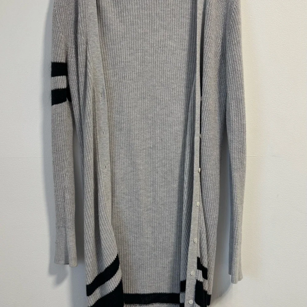 Banana Republic grey and black stripe knee length cardigan